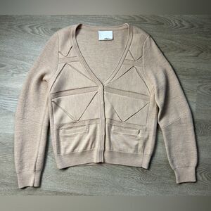 3.1 PHILLIP LIM | Folded Triangle Tan Cream Wool Cardigan